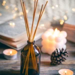 reed diffuser stick inside a dark colored bottle