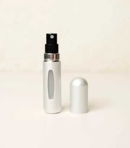 Matte Silver MScents Travel Perfume Atomiser Opened Front Shot