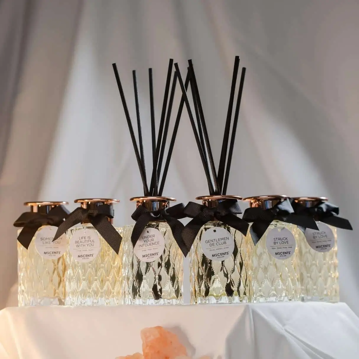 Full MScents luxury perfume collection reed diffuser in elegant glass bottles