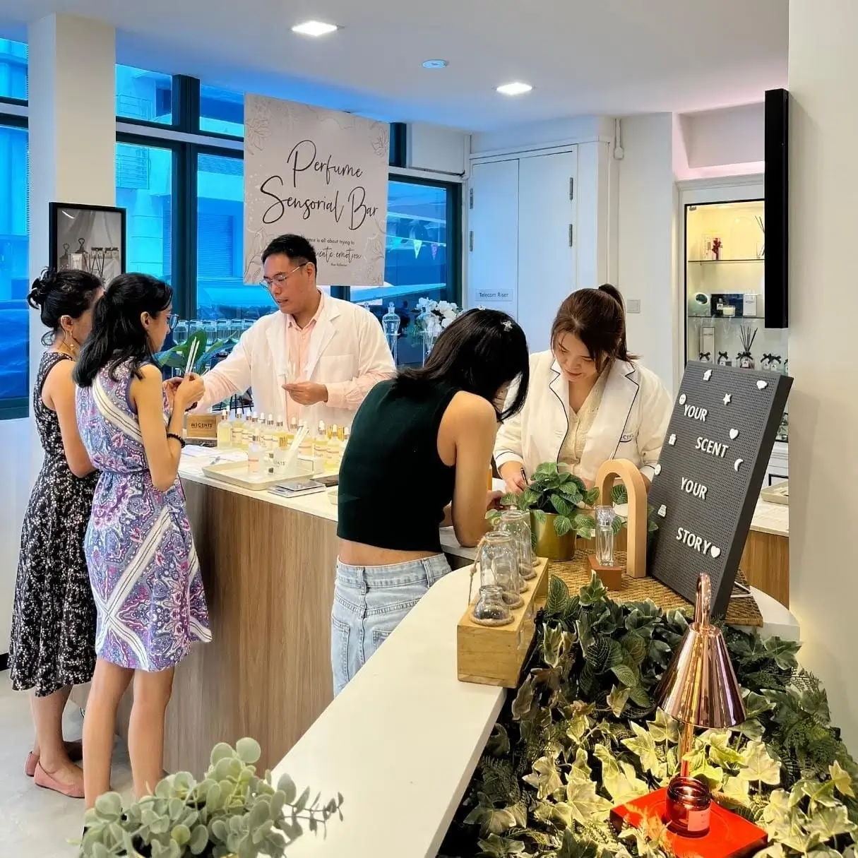 Guests checking out MScents products at MScents perfume workshop
