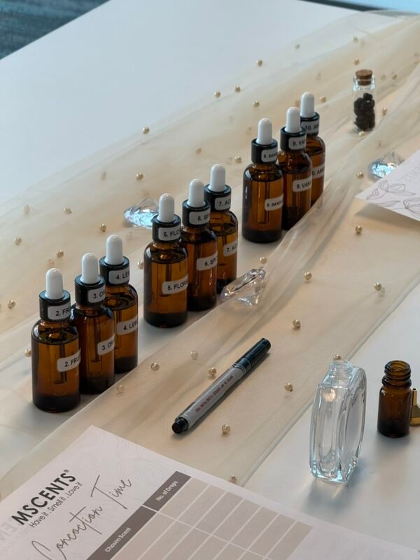 Different perfume bottles used for crafting diy perfume